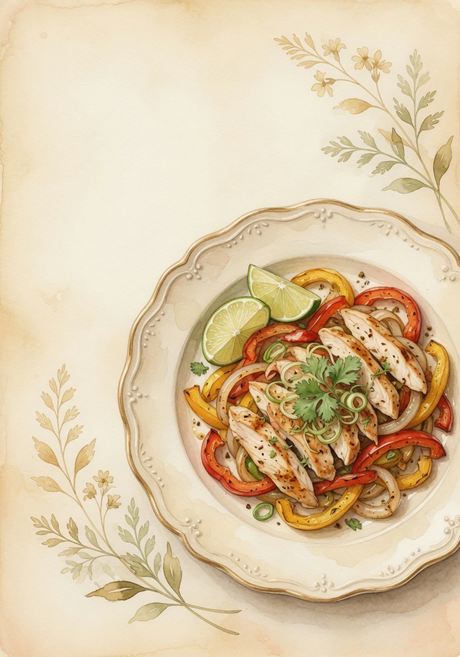 Watercolor recipe plate with herbs