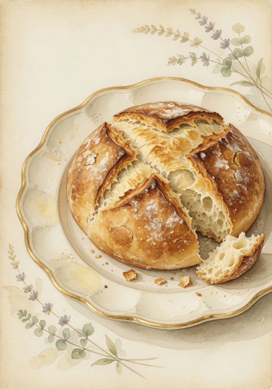 Artisan bread on linen
