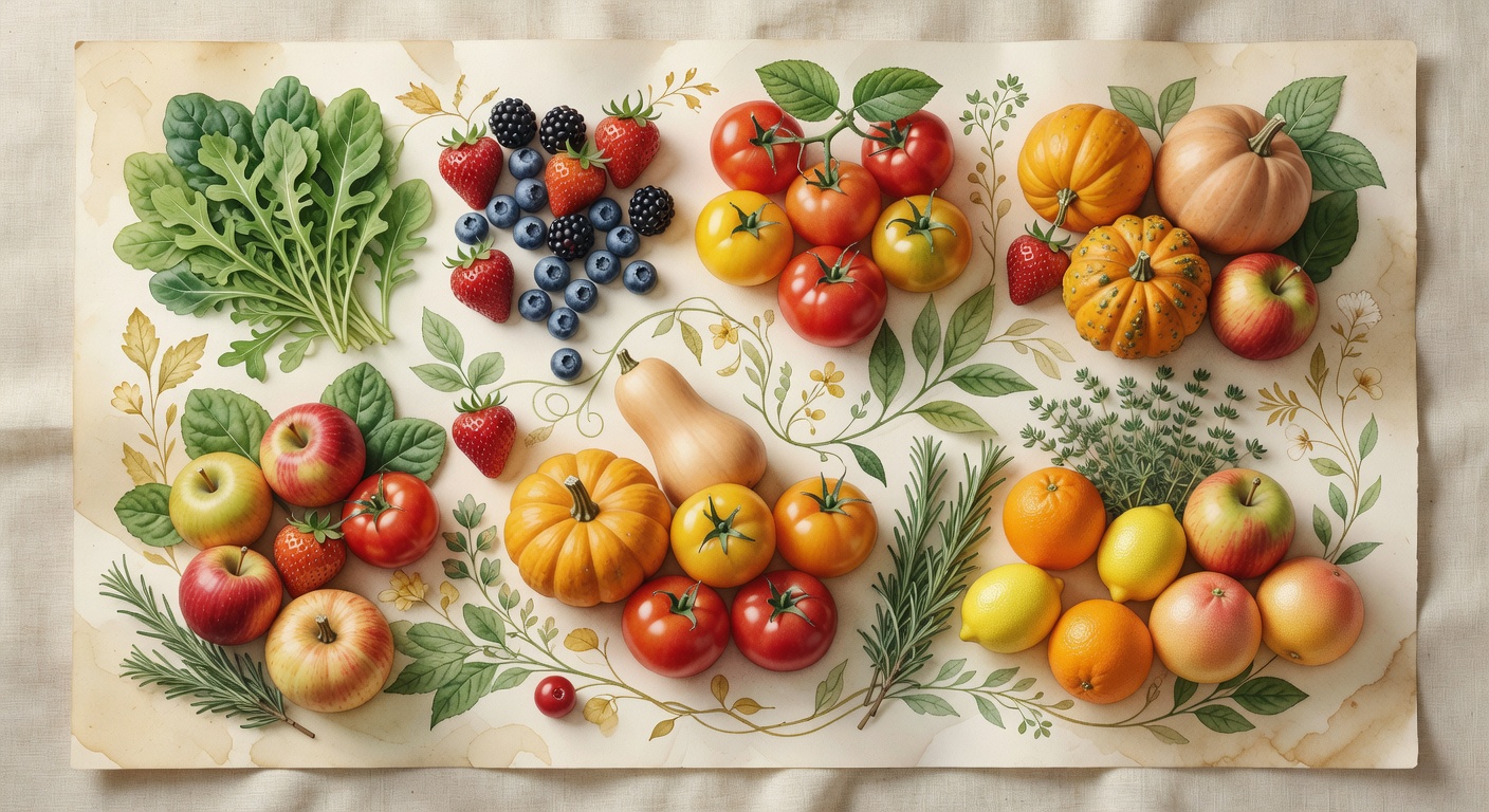 Seasonal food watercolor